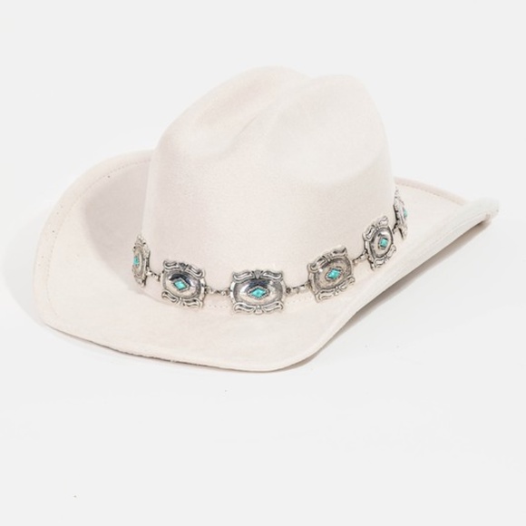 Accessories - SOLD OUT Ivory Concho Chain Disc Fedora Women's Hat